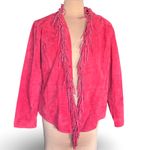 Vintage Y2K Red Fringe Suede Leather Jacket Boho Western Moto Cowboy Festival Size M Photo 9