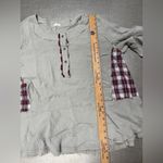 POL  Anthropologie Plaid L Gray  Wash Short Sleeve Thermal Tunic Top Shirt peplum Photo 11