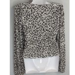ZARA  Cream & Black Leopard Printed Cropped Blouse Womens S Mob‎ Wife Y2K Photo 3