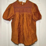 Anthropologie Mine size Medium Honey Puff Sleeve Mini Plaid Blouse Photo 0