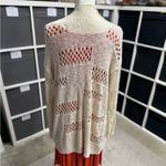 Grecerelle Cream Open Knit Lightweight Boho Cardigan Orange Size M Photo 2