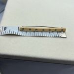 Art Deco carved bone rhinestone bar brooch. Gold Photo 9