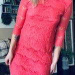 Jessica Howard hot pink/coral lace overlay fringe trim mini dress Photo 1