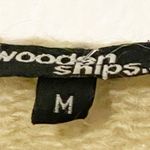 Wooden Ships  Size Medium Tan Florall Stitched Open Knit Sweater Photo 2