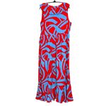 Sugar Lips Ohana Bayla Deep V Maxi Dress Women's Size Large 100% Rayon Red, Blue Photo 4