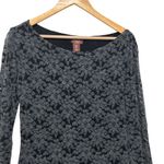 Marina Luna Womens Burnout Velvet Top L Black Gray Floral Italy Made Whimsigoth Size L Photo 2