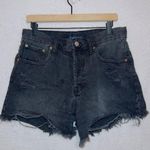 Aeropostale AERO Black Wash Denim Button Fly 90s High Rise Cut Off Shorts size 8 Photo 0