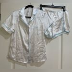 Gilligan & O'Malley Bride Satin Pajama Set with Light Blue Accents White Photo 0