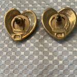Whiting & Davis Vintage rare black & gold mesh heart shaped pierced earrings EVC Photo 3