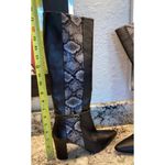 AMALFI Istria Black Chantal Snake Skin Tall Heeled Moto Riding Boots Italy 7.5M Size 7.5 Photo 10