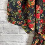 Vintage Breli II Dress Navy Blue Red Floral Size M Lace Collar Midi Belt Pleated Size M Photo 8