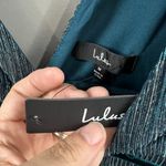 Lulus Dark Teal Deep V Smokeshow Metallic Mini Dress Size Medium NWT Blue Photo 5