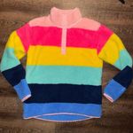 Crown & Ivy  Rainbow Striped Fleece Pullover Mock Neck 1/3 Snap Size Small Photo 1