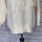 Adolfo 1 Adolfo Longsleeve Crewneck sweater w/cording & lace, satin, feather appliqués Lg Photo 3