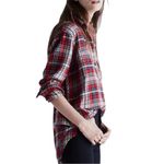 Madewell  Red Plaid Flannel Classic Ex-boyfriend Oversized Shirt size Medium Photo 2
