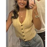 Free People Beatrice Cashmere Vest in Pastel Yellow Size Small NWT Photo 0