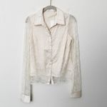 Rachel Parcell [] White Lace Button Down Shirt Satin Cuffs Coquette NWT Size XS Photo 3