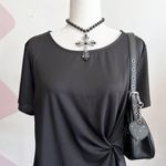 Black Front Twist Top, Y2K, Minimalist, Gothic, Grunge, Edgy, XL, Goth, Workwear Photo 1