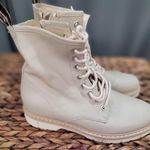 Nero Giardini Ankle Boots Women's 6.5 Beige Leather Lace Up Side Zip Booties Brown Photo 2