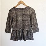 Bar III Gold Black 3/4 Length Sleeve Peplum Top Photo 7