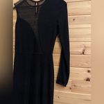 ABS Allen Schwartz Allen Schwartz Size Small One Shoulder Sleeve Mesh Shimmery Black Formal Gown Photo 4