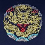 Liebo Sweatshirt Womens Medium Blue Gold‎ Embroidery Japanese Asian Inspired Photo 5