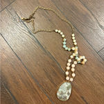 💜 Francesca’s Collections Stone Beaded Necklace Green Photo 3