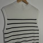 Talbots New Stripe Shaker Stitch Funnel Neck Shell Sweater White/Black Size Large Photo 2
