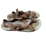 YOKONO Leather Sandals Ibiza Brown Terracotta womens size 8 Toe Loop Photo 3