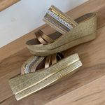 Italian Shoemakers Espadrilles Bronze Silver Wedges New Womens 8.5 Sandals Photo 3