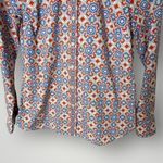 Talbots  Button Down Shirt XS Red Blue Tile Print Cotton Long Sleeve Photo 4