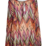 Daytrip Mult-Color Print Peasant Blouse Size Large Lantern Sleeve Blouse Photo 0