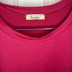 Hot pink blouse w/ lace polka dot sleeve detail Size L Photo 2