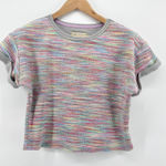 Anthropologie Saturday Sunday Multicolor Knit Slub Oversized Tee Crop Top XS Gray Photo 0
