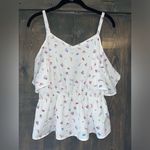 Hippie Rose  White Floral Cold Shoulder Peplum Top Summer Romantic‎ Blouse M A58 Photo 4