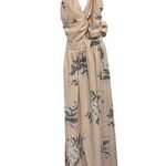 Showpo Pink Floral Maxi Dress Size US 0 Side Slit Halter Cutout Tie Back Photo 0
