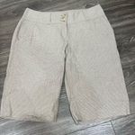 Michael Kors  Checkered Tan Linen Bermuda Shorts Photo 0