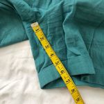 90s Cool funky unique teal turquoise linen pleated high rise Bermuda cuffed shorts Size 8/29” Blue Photo 5