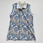 Etro Sleeveless White Blue Paisley Shirt Size 44/Medium Photo 2