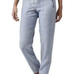 Athleta Cabo Linen Jogger Textured Pants High Waist Zip Ankle Pockets Blue 4 Photo 0