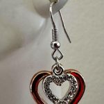 Rose Gold Tone Heart Drop Earrings with Rhinestone Accents Photo 1