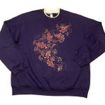 VTG 90s Purple Leaf Print Sweater Womens L Sweatshirt Cozy‎ Grannycore Nature Size L Photo 0