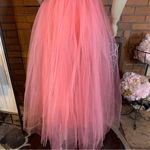 VINTAGE 1950'S HANDMADE CORAL PINK TULLE & LACE PARTY DRESS W/CRINOLINE (XS) Photo 4