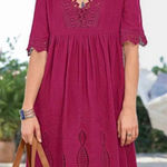 Sundance  Nahla Embroidered & Lace Red Dress Size Small Photo 0