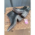 Kensie Klinton Women's 9.5M Black Leather Side Zip Chunky Heel Square Toe Boots Photo 2
