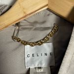 CELINE Beige Silk Stitched Belted Trench Coat Women’s Size M Photo 14
