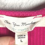 See You Monday  Pink Ribbed Tiered Midi Dress Short Sleeve Casual‎ Cute Large Photo 7