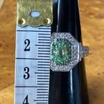 Natural Tsavorite Garnet Moissanite Sterling Silver Ring Size 8 Photo 6