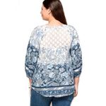 Anthropologie Fig and Flower Blue Paisley Boho Lace Back Top 2X‎ Blouse Peasant Size XXL Photo 1
