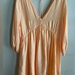 H&M Peach Crinkle Mini Dress – Deep V Neck Empire Waist Lightweight L Photo 0